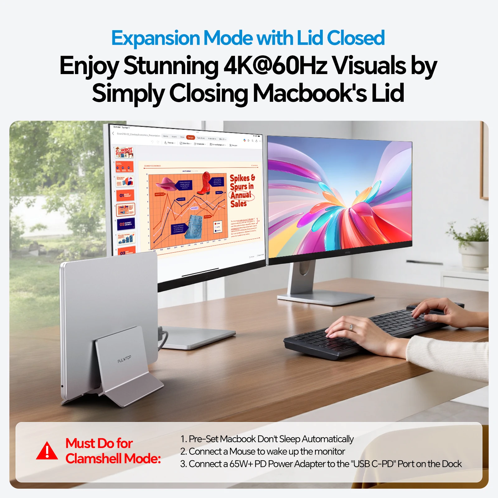 PULWTOP 맥북 도킹 스테이션 듀얼 모니터 (2개의 HDMI 4K60Hz, USB A/C 10Gbps, PD, 이더넷 지원) 맥북 프로 에어 M3 M4 M5용