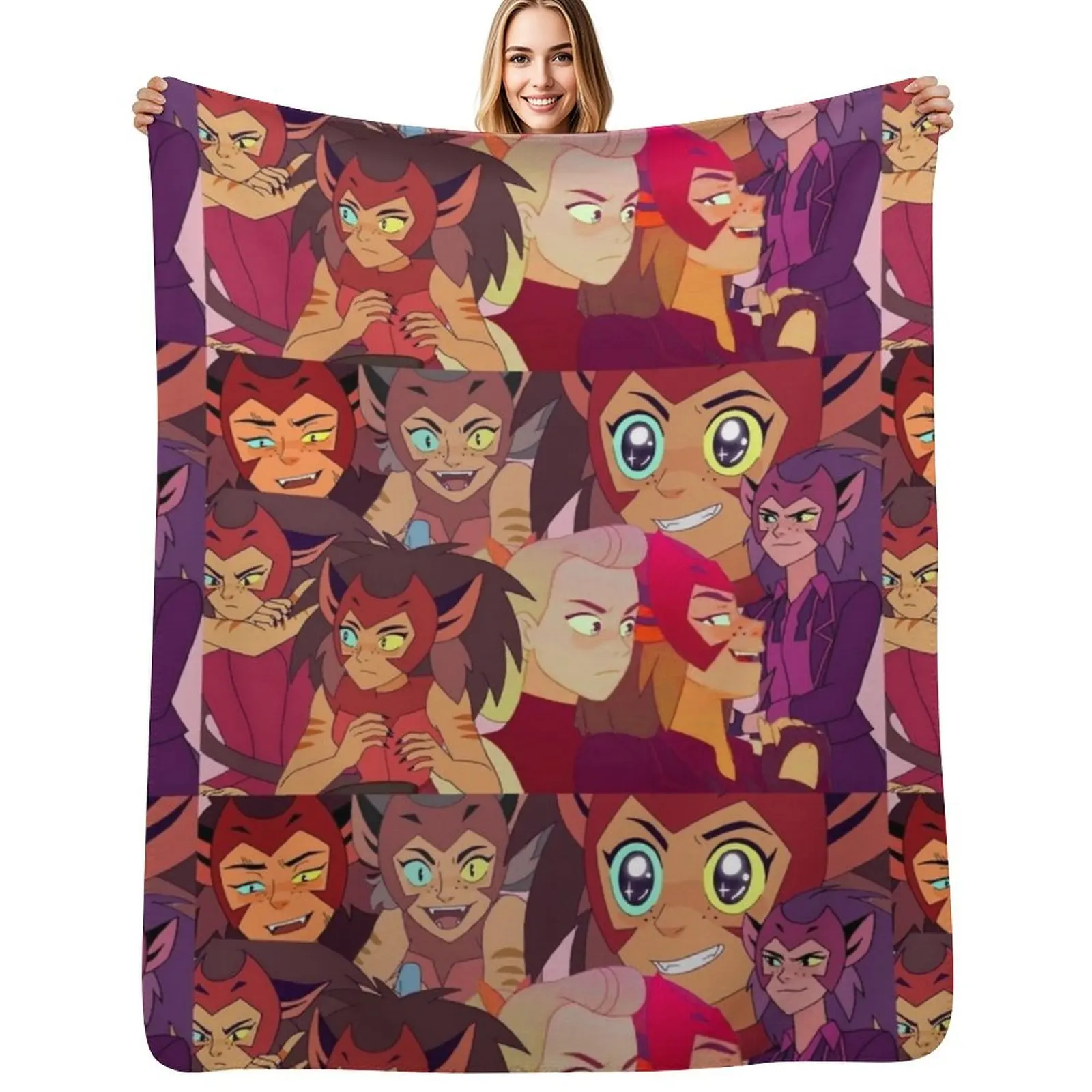 

Catra Collage Throw Blanket Cozy Napping Blanket Gift for Mom Dad