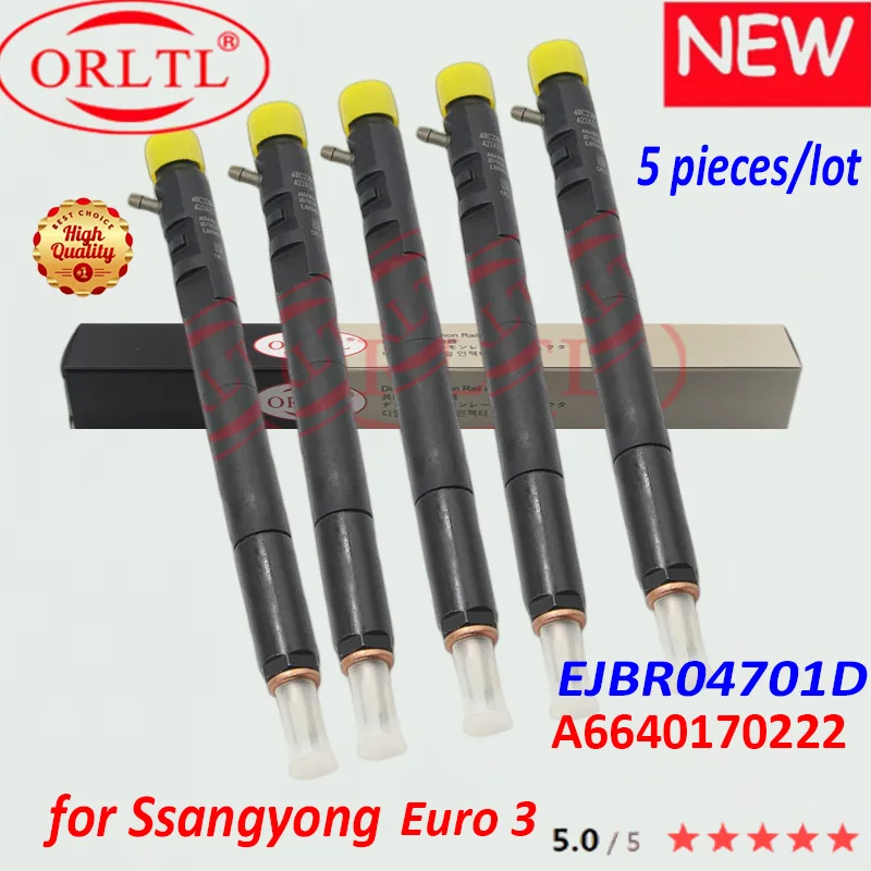 ORLTL NEW EJBR04701D A6640170222 COMMON RAIL INYECTOR EJB R04701D A6640170021 FUEL INJECTION  FOR SSANGYONG KYRON ACTYON 5PCS