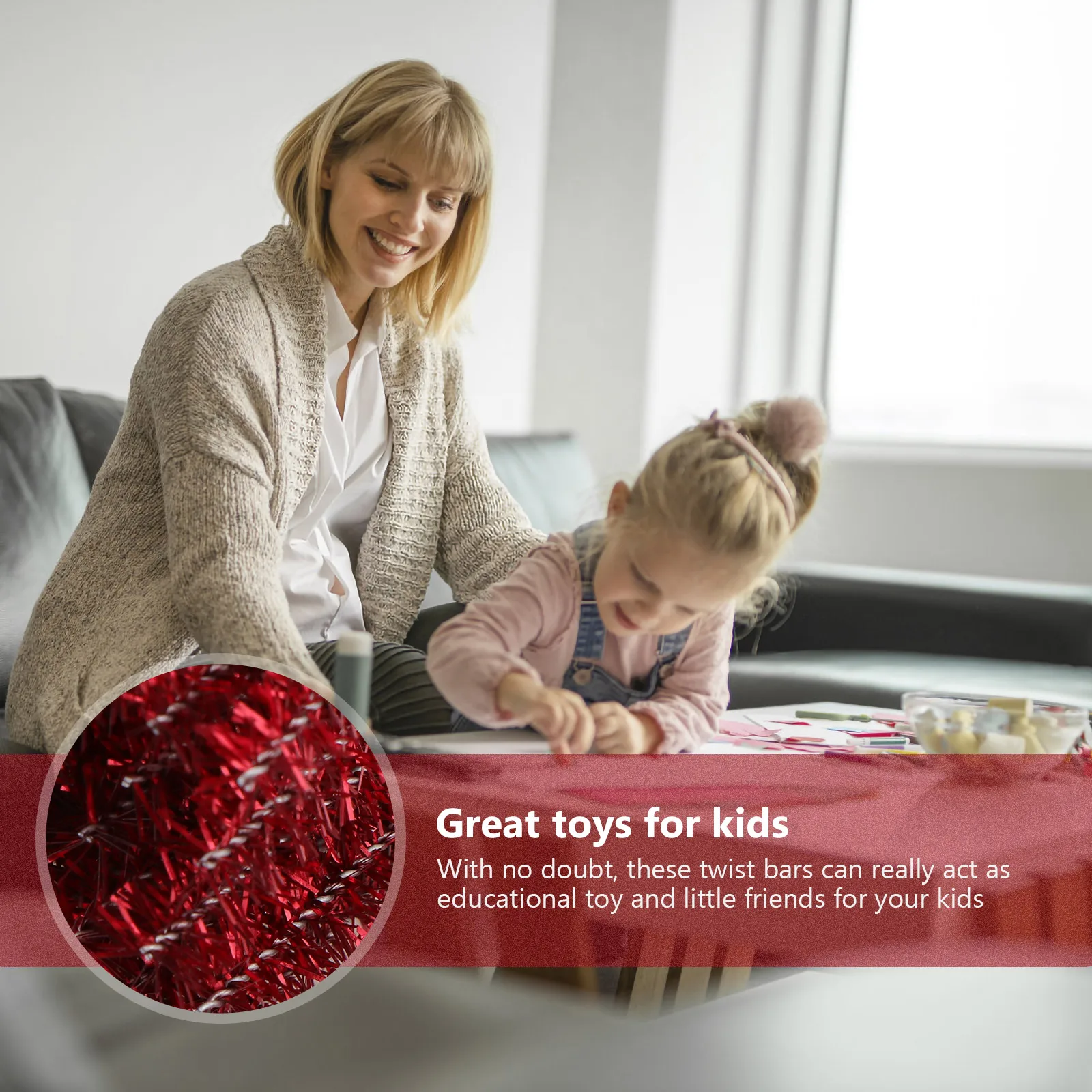 

Tinsel Pipe Cleaners Glitter Twist Stick Bastelmaterial Weihnachten Artificial Red DIY Craft Child