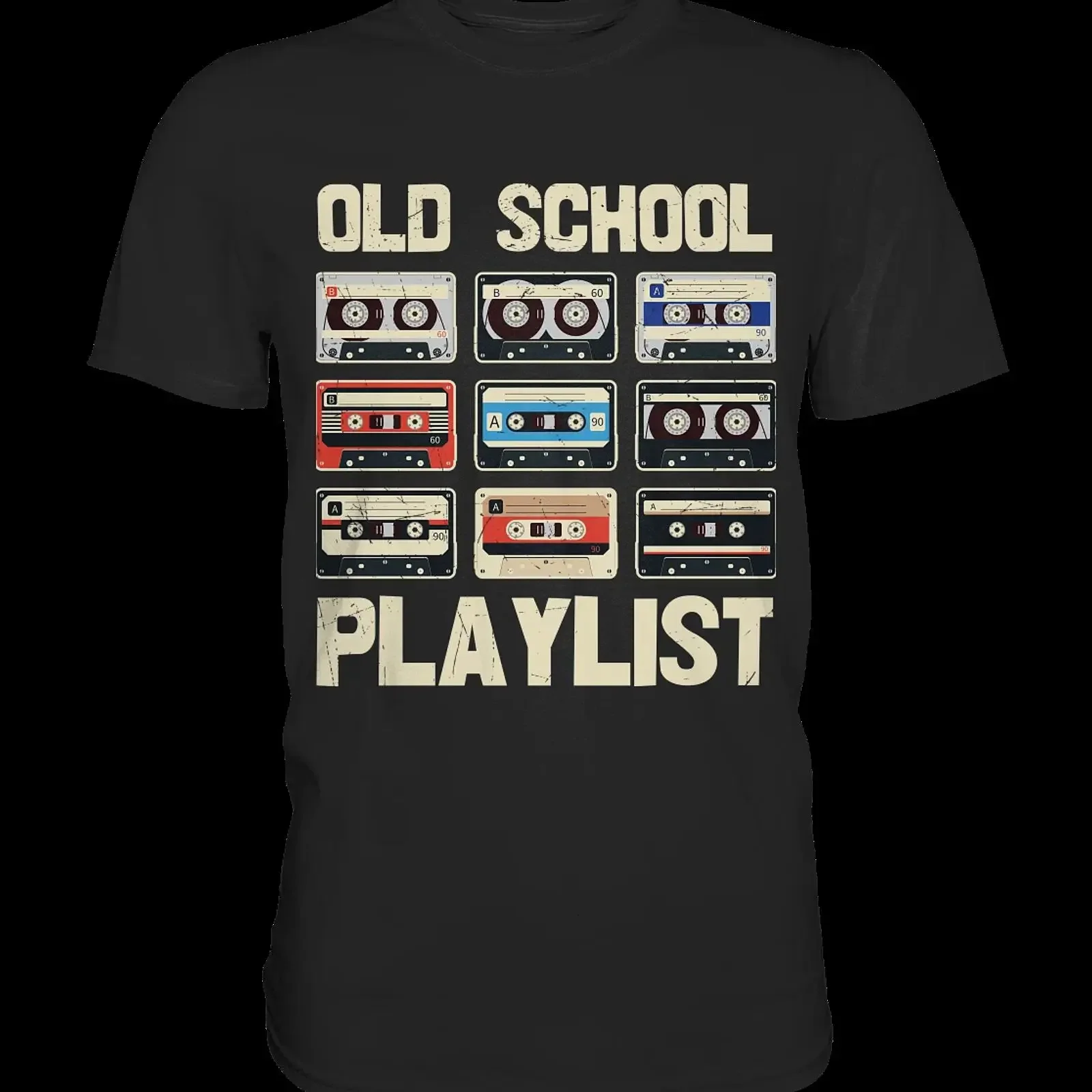Men's 80s 90s Retro Old School Mixtape Cassette Funny Slogan T Shirt vintage Washed Stretched Stylish Soft Comfortable