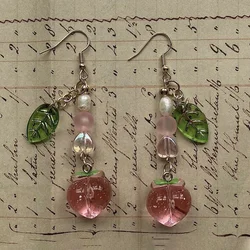 Cute peach pearl earrings fairy core earrings