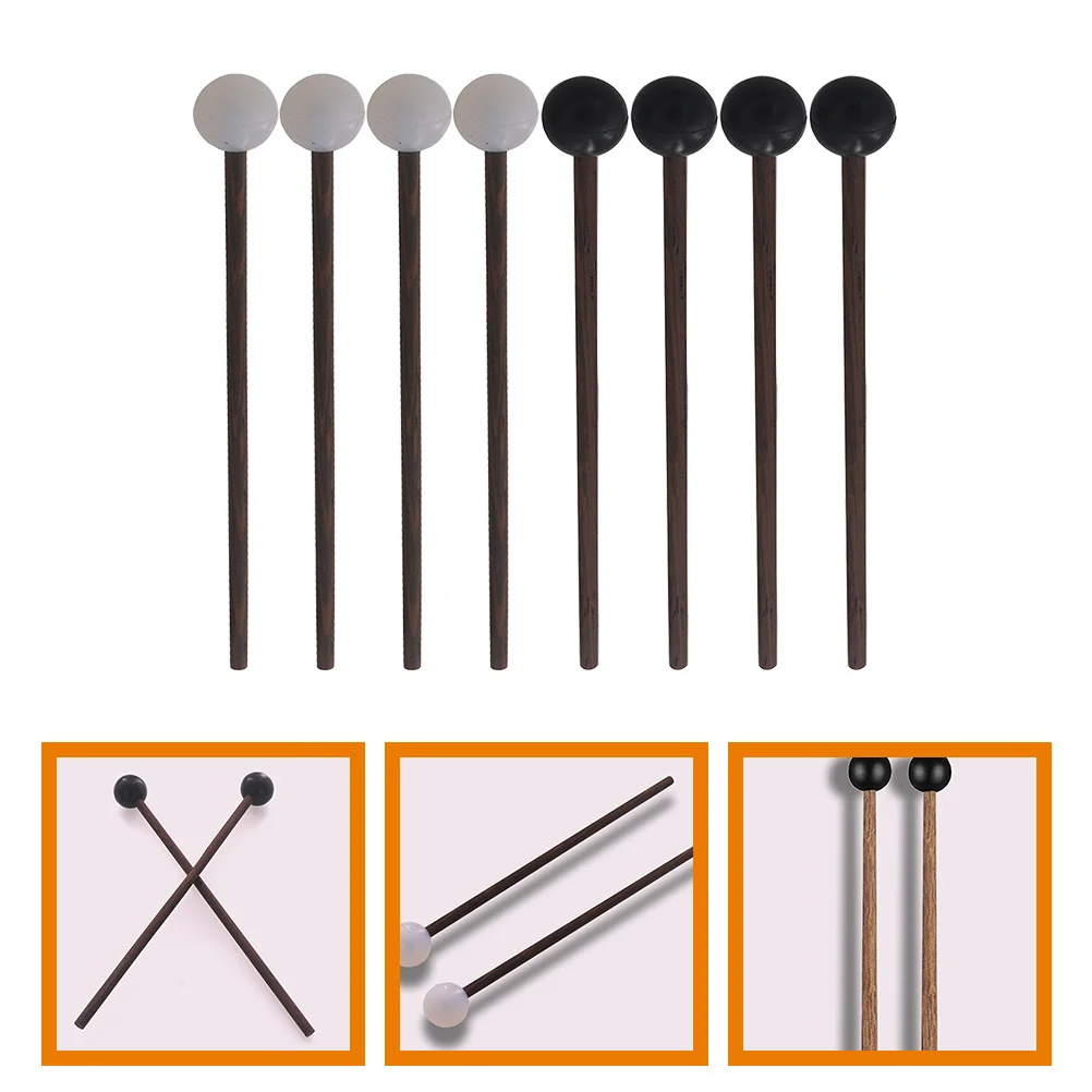 

4Pairs Tongue Drum Mallets Wooden Handle Rubber Tips Steel Drum Percussion Sticks for Kids Adults Music Learning Articulation
