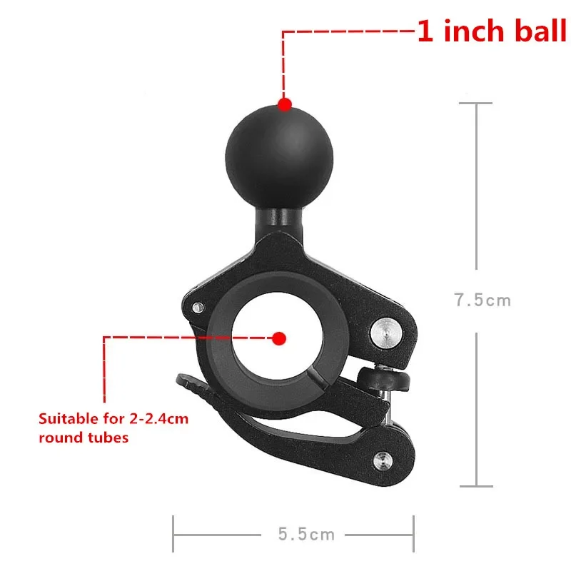 17MM 25MM Adaptor Kepala Bola Aluminium Pegangan Sepeda Motor 1 Inci Pegangan Dudukan Dasar Sepeda Klip Mengendarai Sepeda Braket GPS