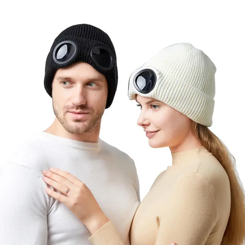 Knitted hat for autumn and winter cycling, men's and women's multifunctional windproof glasses, ski hat, warm hat