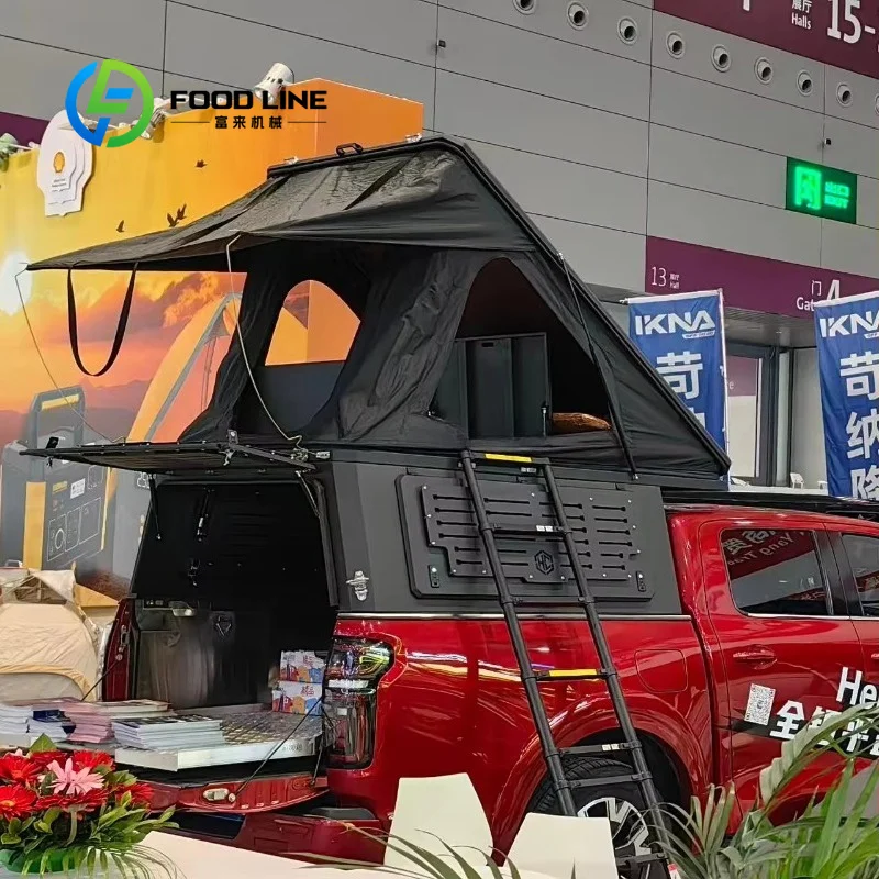 Custom Pickup Truck High Cover Integrated Hard Shell Roof Top Tent Waterproof Windproof Triangle Overlanding Outdoor Camping