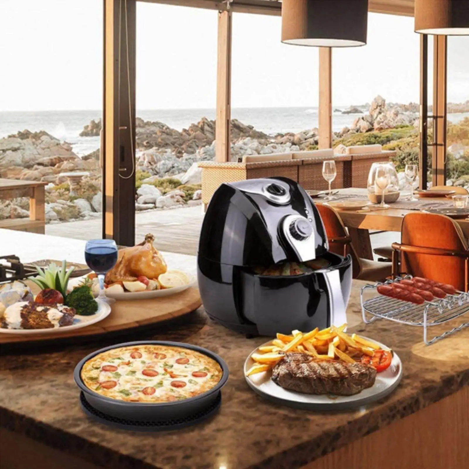 مجموعة من 12 إكسسوارات مقلاة هوائية لمقلاة غير لاصقة مقاس 9 بوصة لـ 5.3-6.8Qt