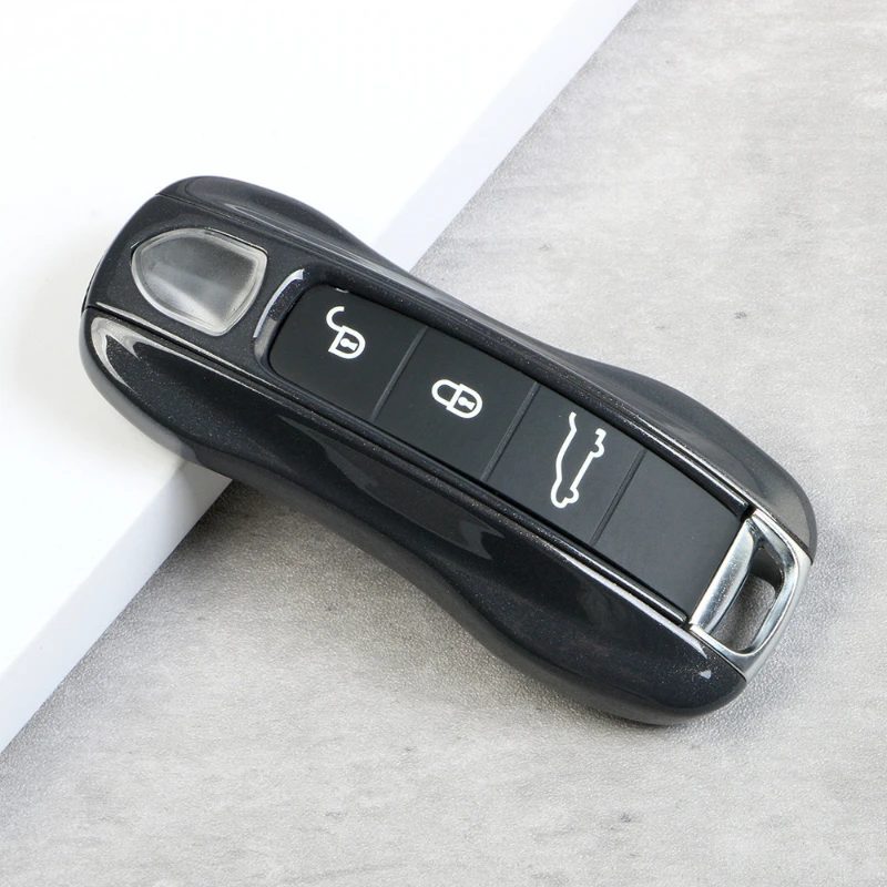 Agate Grey for Porsche Panamera Spyder Carrera Macan Boxster Cayman Cayenne 911 970 981 991 Key Case Cover Keychain Accessories