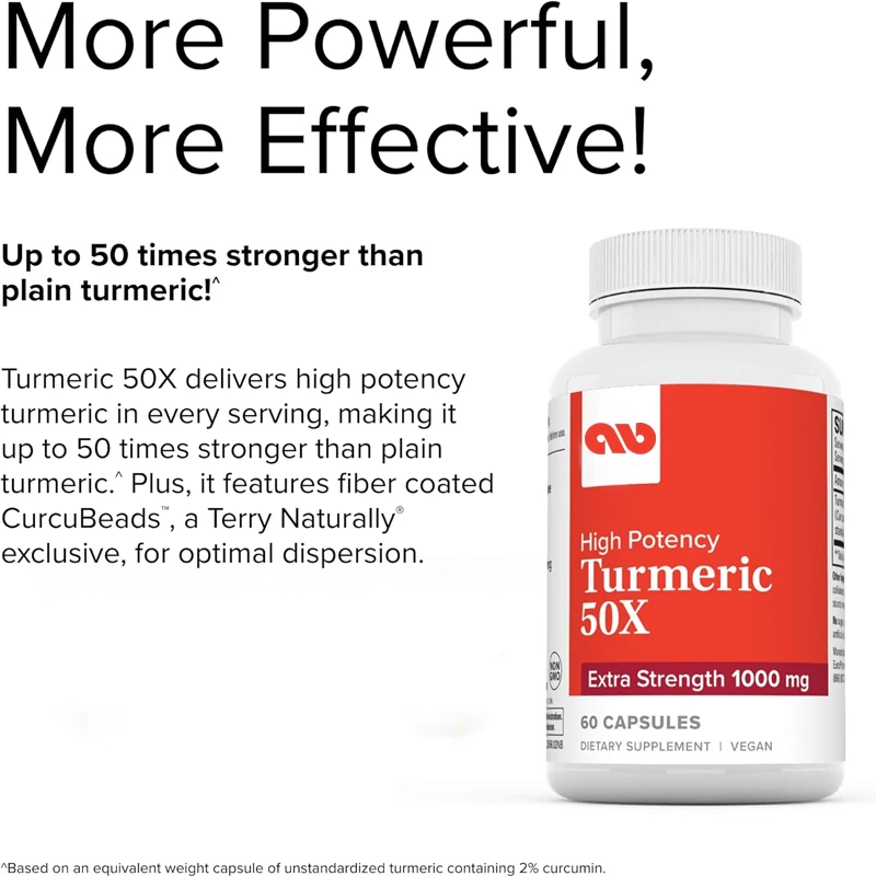 Natural Turmeric 50X -60 Capsules - Super Formula - Vegetarian, Non GMO