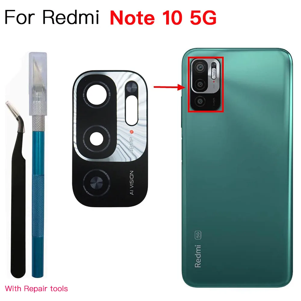 Back Rear Camera Glass Lens Replacement For Xiaomi Redmi Note 9 9s 10 10s Pro With Double Sided Adhesive , Repair Tools