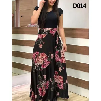 Tempo libero e vestibilità ampia 2024 Primavera/estate Abiti eleganti da donna a maniche corte con stampa floreale alla moda e blocchi di colore