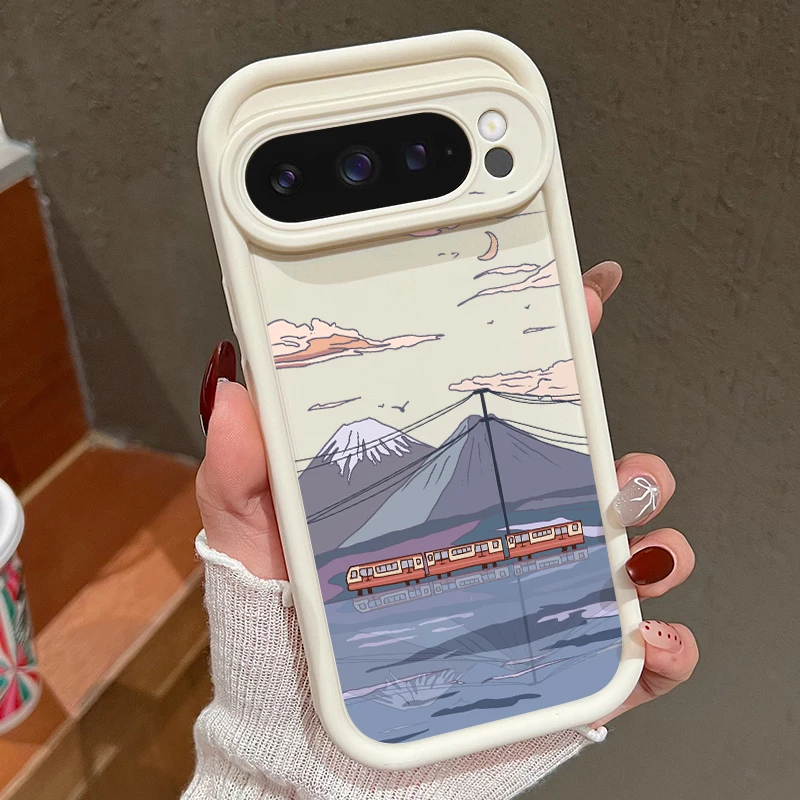 Einfarbige TPU-Hülle mit Landschaftsmuster für Google Pixel 10 8 7 Pro 8A Pixel 9 Pro XL, stoßfeste weiche Silikon-Schutzhülle – Detail 12