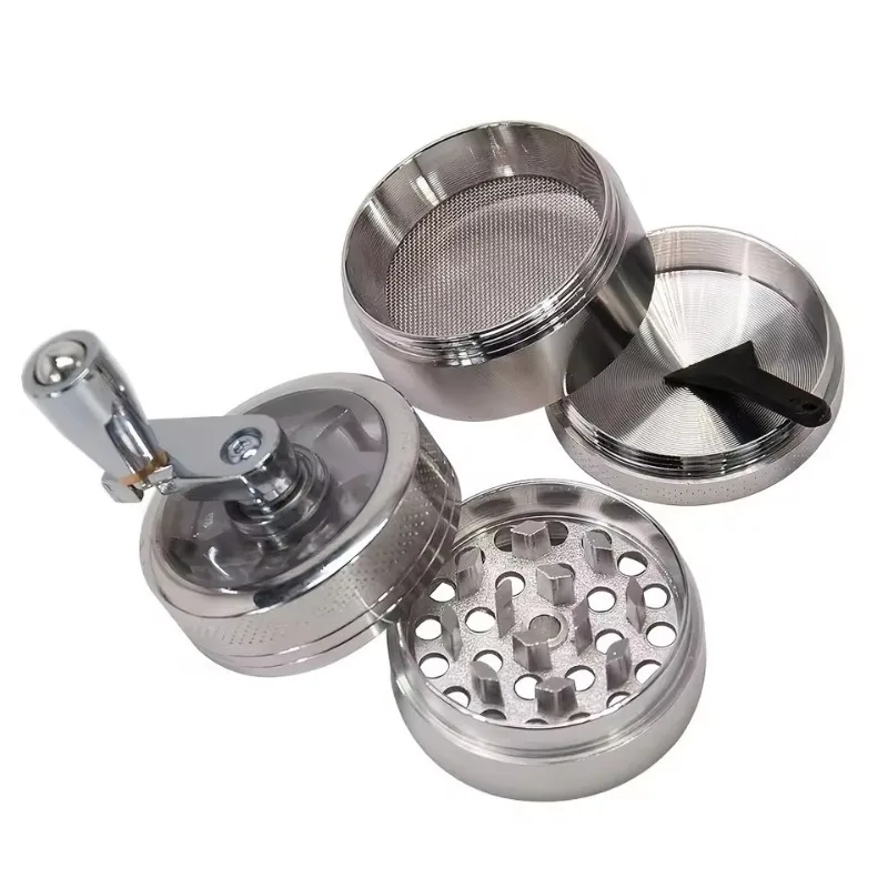 4-Layer Zinc Alloy Herb Grinder 40MM Manual Tobacco Spice Crusher Mill Hand Crank Smoking Accessories