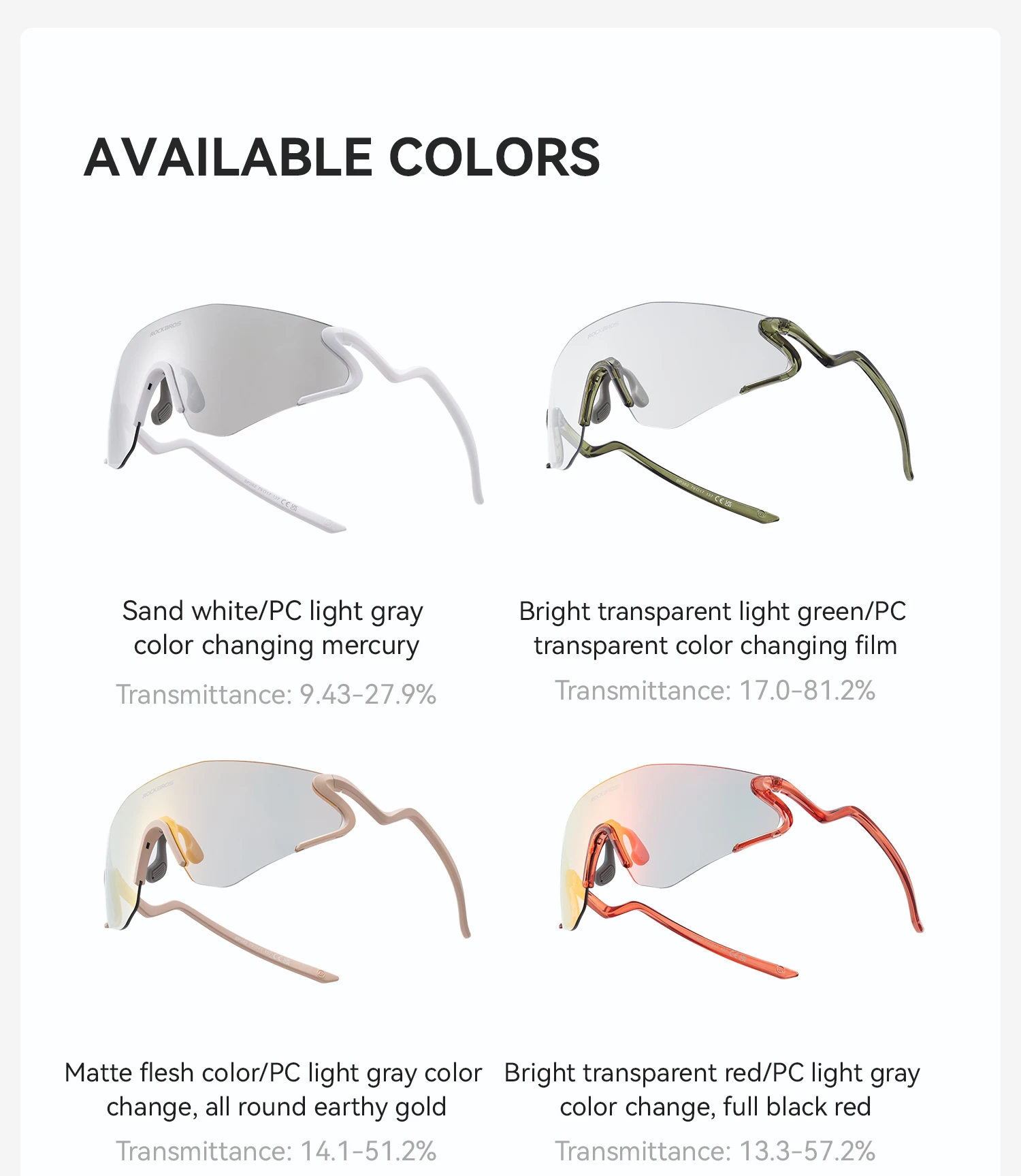 ROCKBROS Photochrome Fahrradbrille Winddicht Staubdicht UV400-Schutz Brille für Radfahren Outdoor-Sport Sonnenbrille Unisex – Detail 27