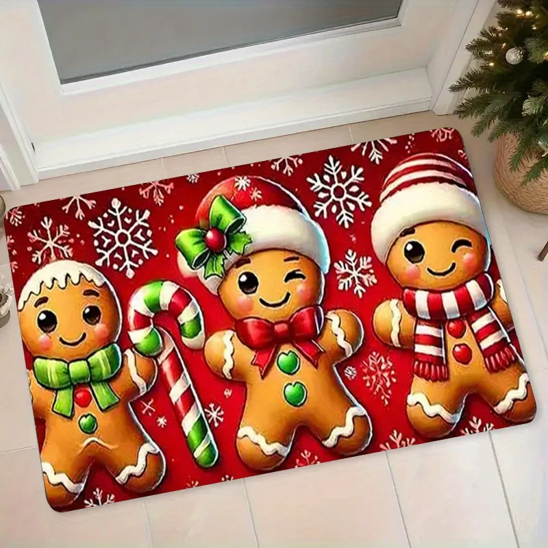 Stylish Whimsical Grinch‑Style Merry Christmas Graphic Area Rug Charming Modern Rug For Porch Indoor House Home Ornament