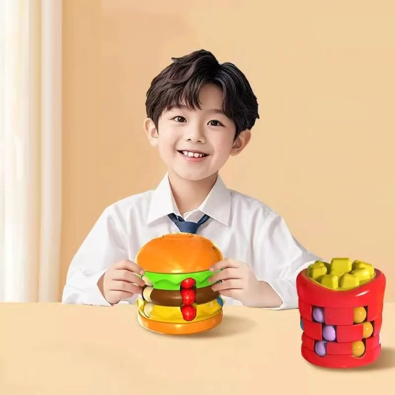 Magical Beans Cube Hamburger Beads French Fries Wheel Spinner Puzzle With Strap Games Relieve Stress Toy For Children Gifts