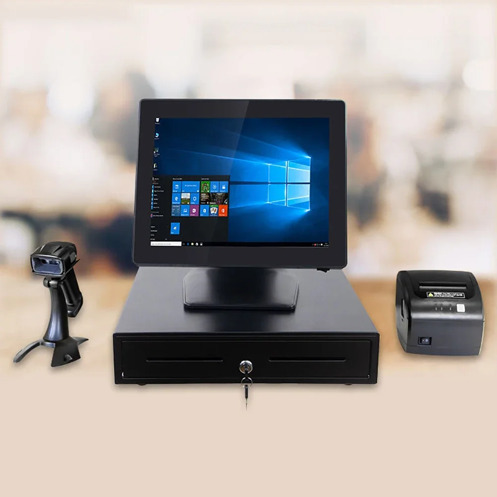 

MASUNG 15.6'' Wall Mounted Android POS Kiosk System Self-Service Desktop Ordering Thermal Printer Touch Screen SSD for Business