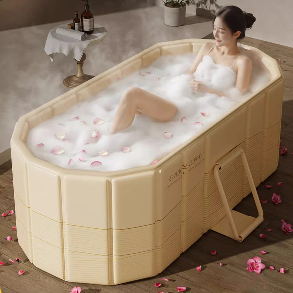 

Foldable Collapsible Ice Bath Tub Dual Drainage Design Soaking Bathtub Home Freestanding Bathtubs for Hot Bath and Ice Bath