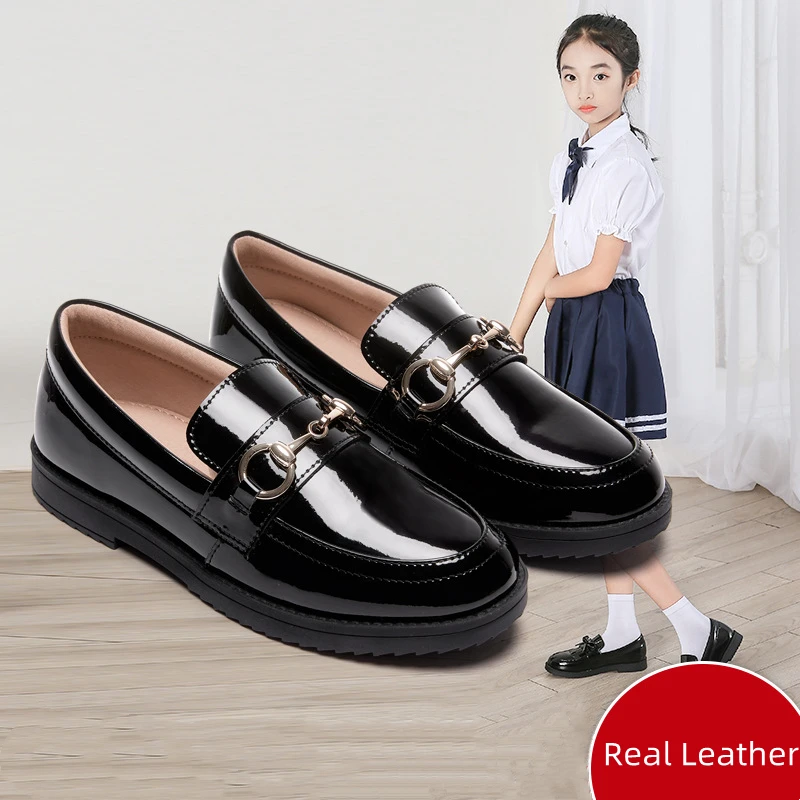 

Real Genuine Black Leather Shoes For Girls Kids Children School Student Shoes Kid Girl Princess Shoes Party Dress Shoe