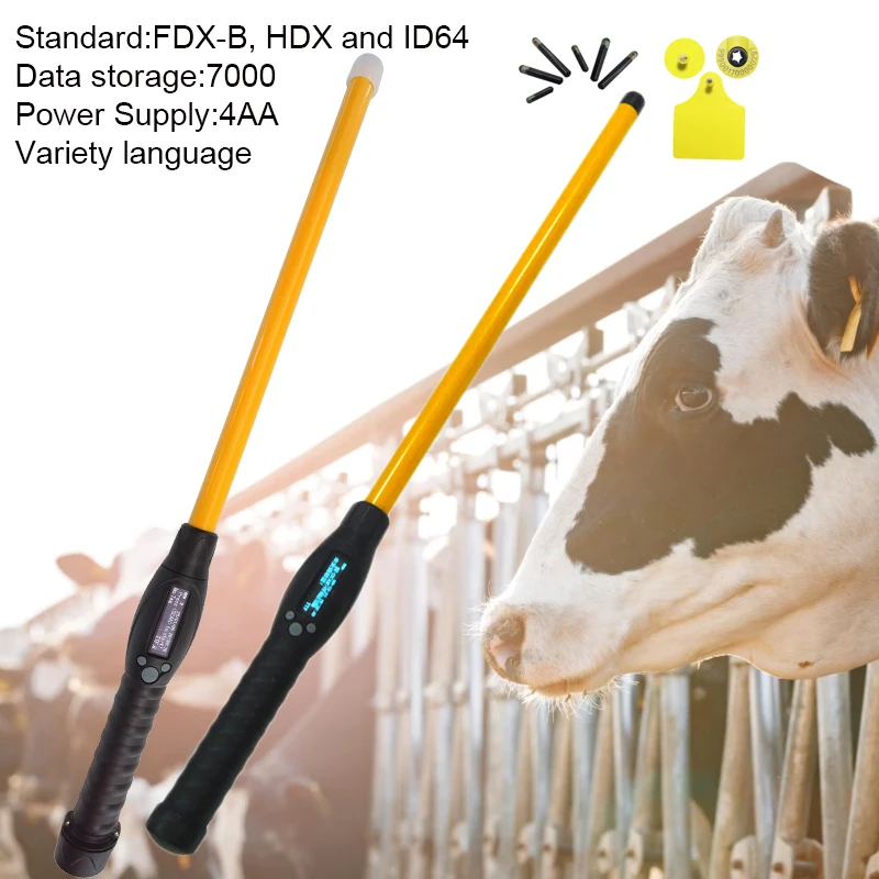 7000 ID codes long antenna RFID Animal ear tags Stick cattle Reader LF handheld Bluetooth-compatible scanner connect Android