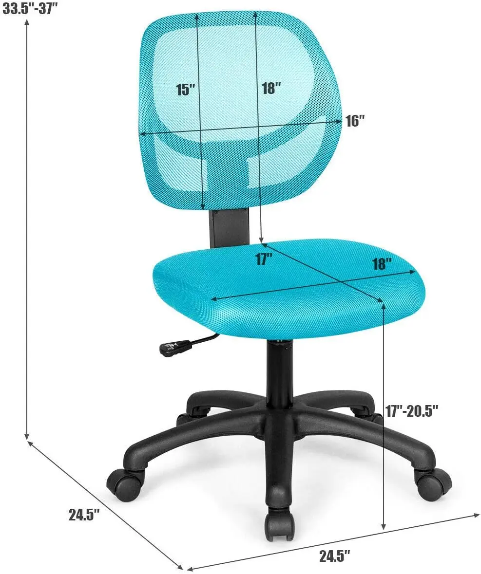 Sedia da scrivania, sedia da lavoro per Computer per bambini in rete con schienale basso con altezza regolabile e supporto lombare, Chai girevole in rete imbottita