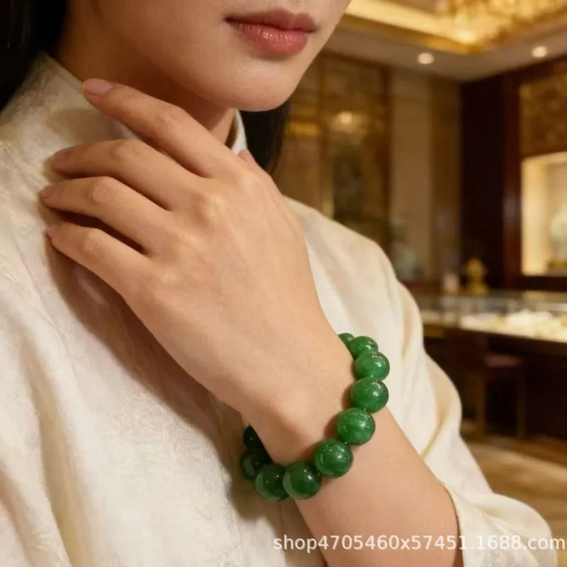 Full-color deep green dry jade is extremely attractive, a light luxury high-end bracelet