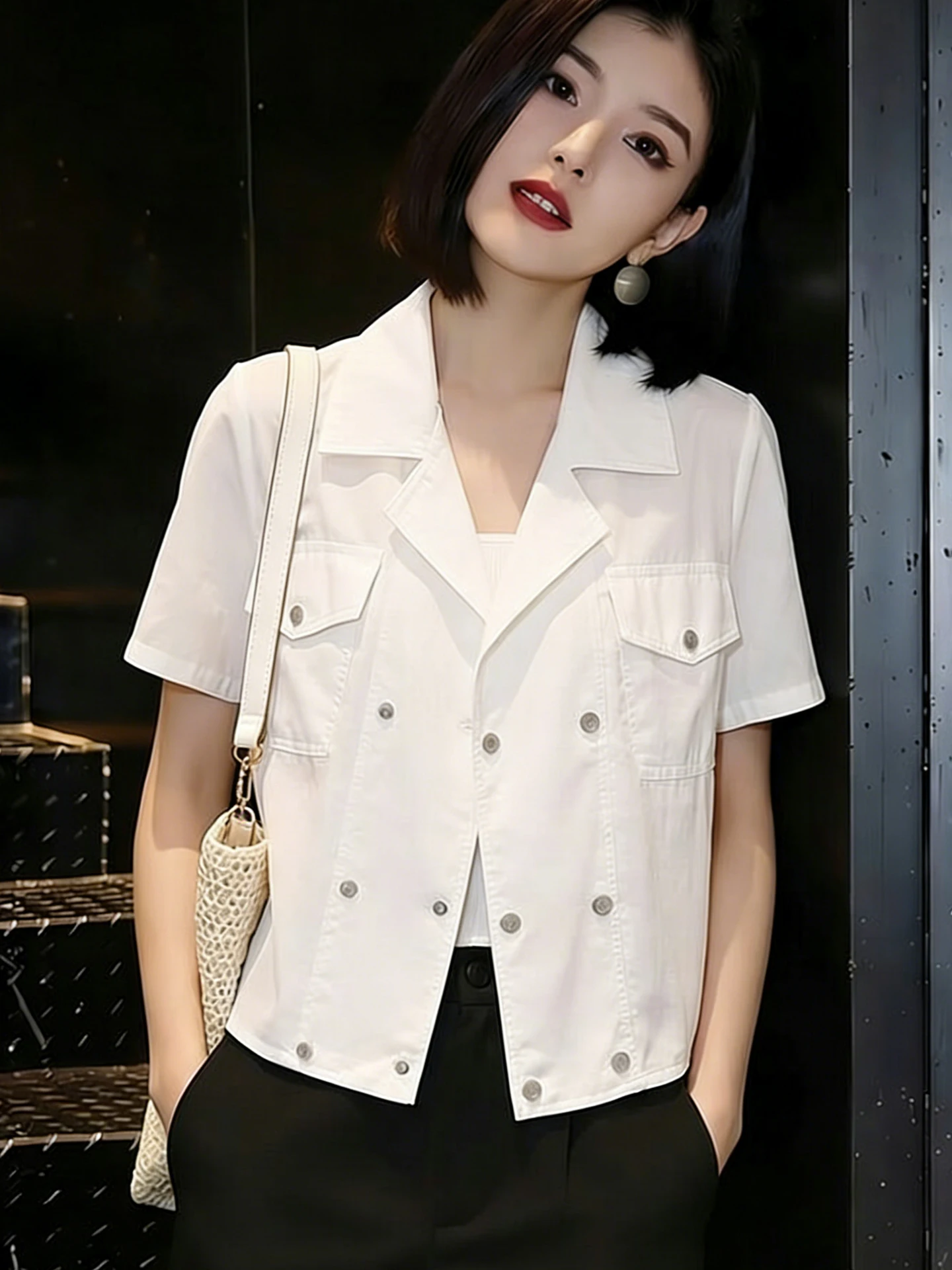 

Minimalist Korean Style Button up Short Sleeve Shirt Jacket Summer 2026 Elegant Ageless Versatile Lightweight Luxury Top for ...