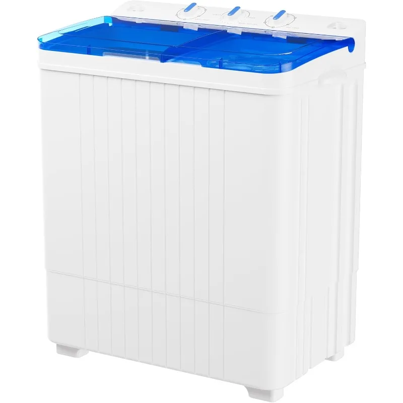 INTERGREAT Portable Washing Machine, 28lbs(18lbs Washer 10lbs Spinner) Twin Tub Mini Washer Compact Laundry Machine, Semi-auto