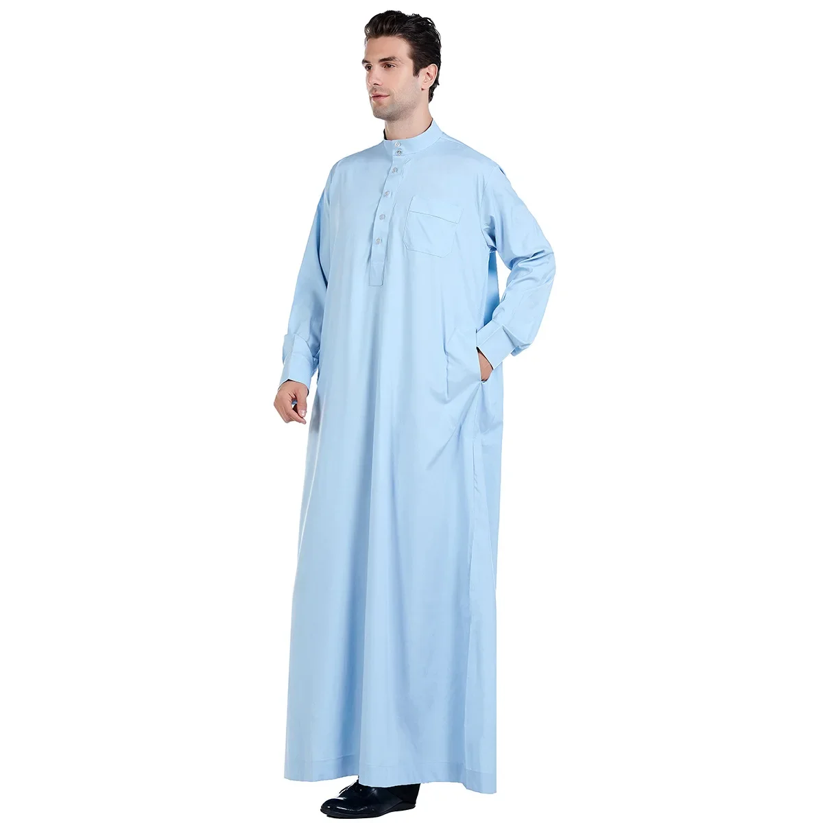 Abito da uomo manica lunga Abaya saudita arabo Thobe Jubba Thoub Dubai Daffah caftano Medio Oriente Islam Thawb Jubba abito musulmano caftano