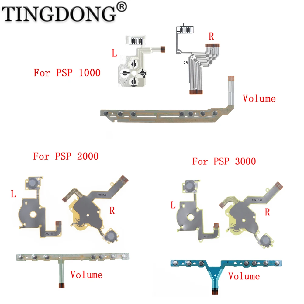 For PSP 1000 2000 3000 Game Controller Repair Keyboard Conductive Membrane Keys Left Right Volume Ribbon Flex Cable