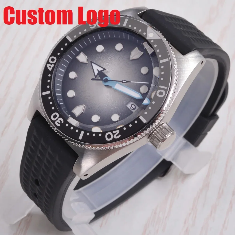 40MM Custom Logo NH35 Movement Sapphire Glass Stainless Steel Rubber Strap Waterproof Luminous Automatic Mechanical Watch