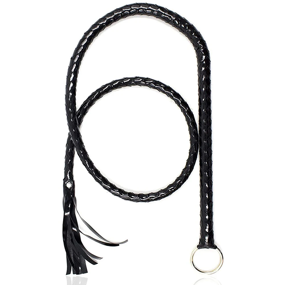 120CM PU Leather Black Whip Costume Whip Handmade Bullwhip, Whip Costume Accessory Horse Riding Crops Equestrianism Whips