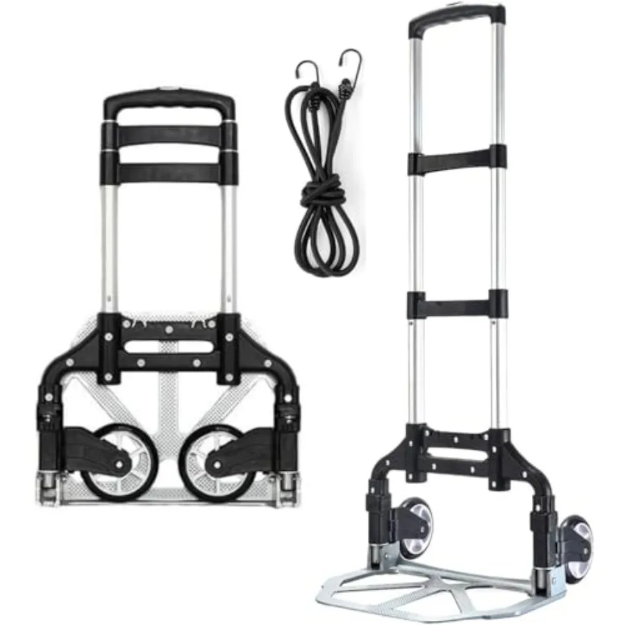 

Folding Hand Truck, Dolly Cart with Wheels Foldable, Lightweight Aluminum Luggage Cart Portable Collapsible Trolly for Utility