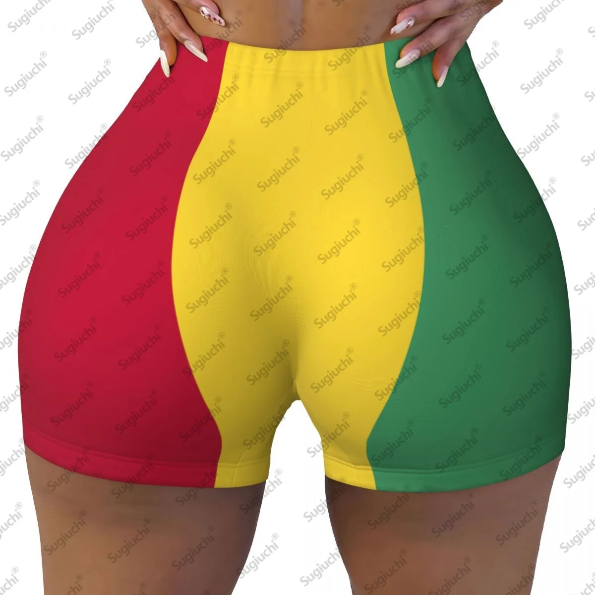 2026 기니 국기 요가 반바지 여성용 운동 스크런치 힙업 하이웨이스트 짐 러닝 반바지