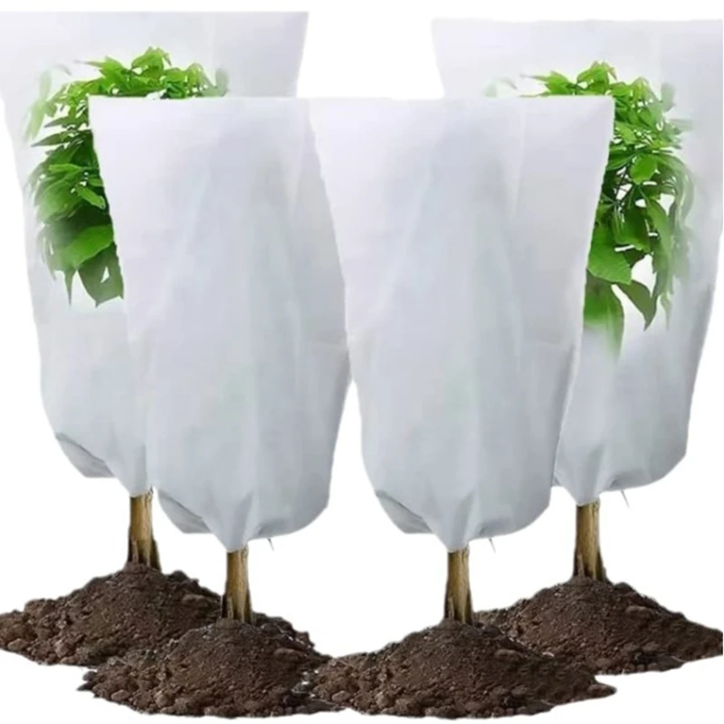 Plant Cover Winter Tree Antifreeze Frost Cover Garden Yard Plant Cold Proof Non-woven Fabric Drawstring Zipper Bag Multiple-Size