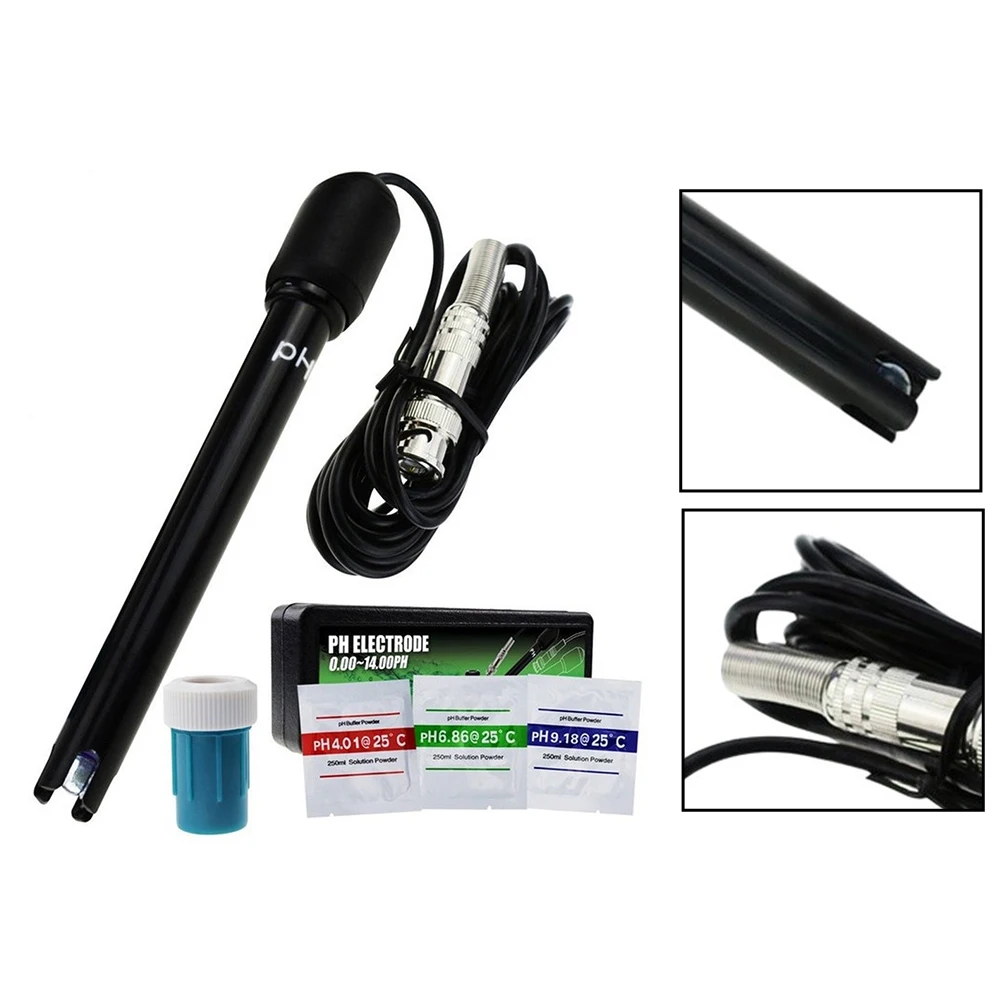 PH Electrode Probe With BNC Connector 0-14 Range 300cm Cable For Water Testing Meter Controller Aquarium Hydroponics Sensor Tool