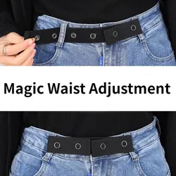 Invisible Elastic Jean Belt, Buckle-Free Lazy Belt for Women & Men, Elastic Waistband Extender with Adjustable Buckle