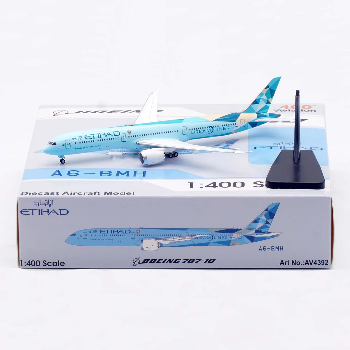 

AV4392 Alloy Collectible Plane Gift Aviation 1:400 Etihad Airways Boeing B787-10 Diecast Aircraft Jet Model A6-BMH & Tractor
