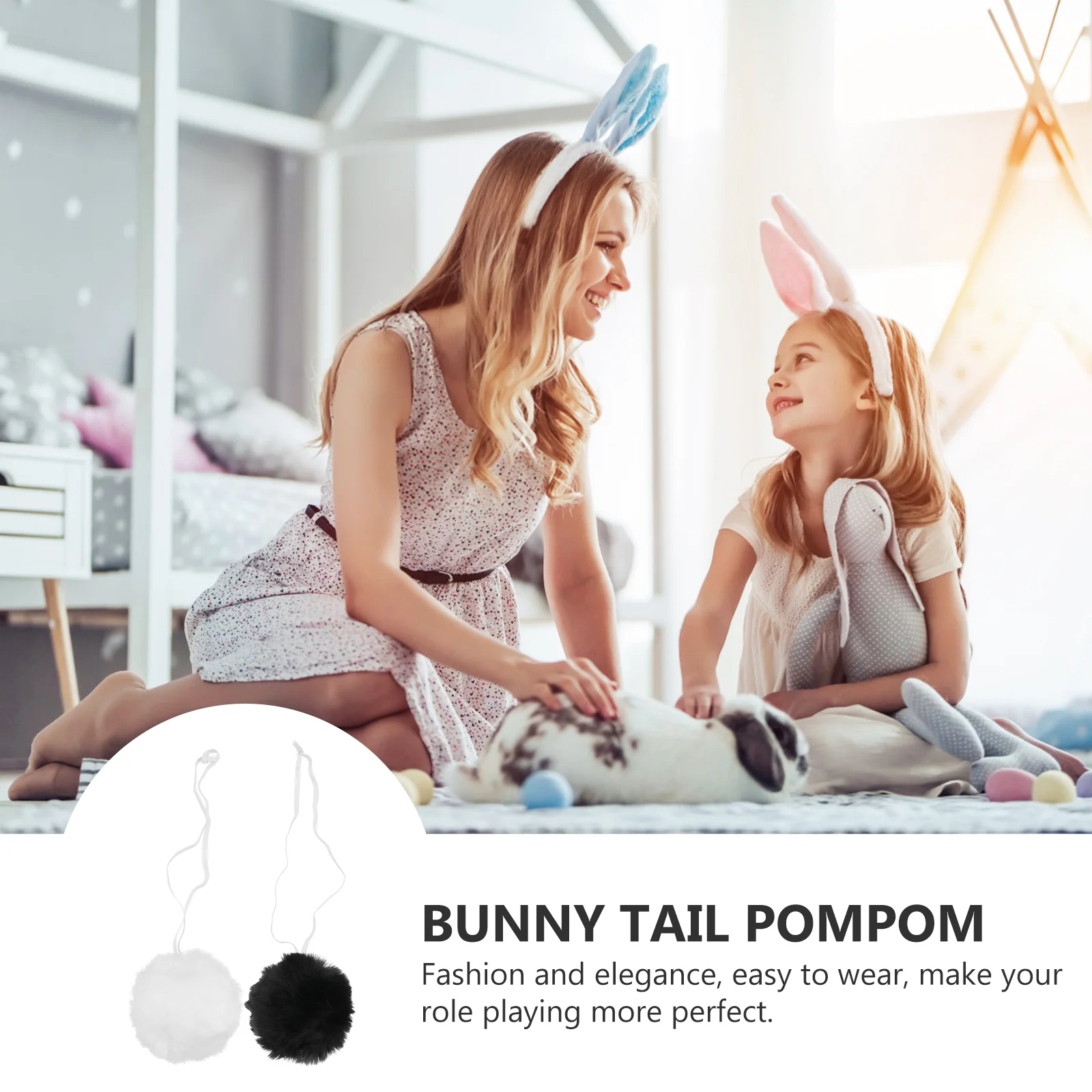 Rabbit Tail Pompom Belt, Goth Lolita Decor, Big Acessórios, 2 Pcs