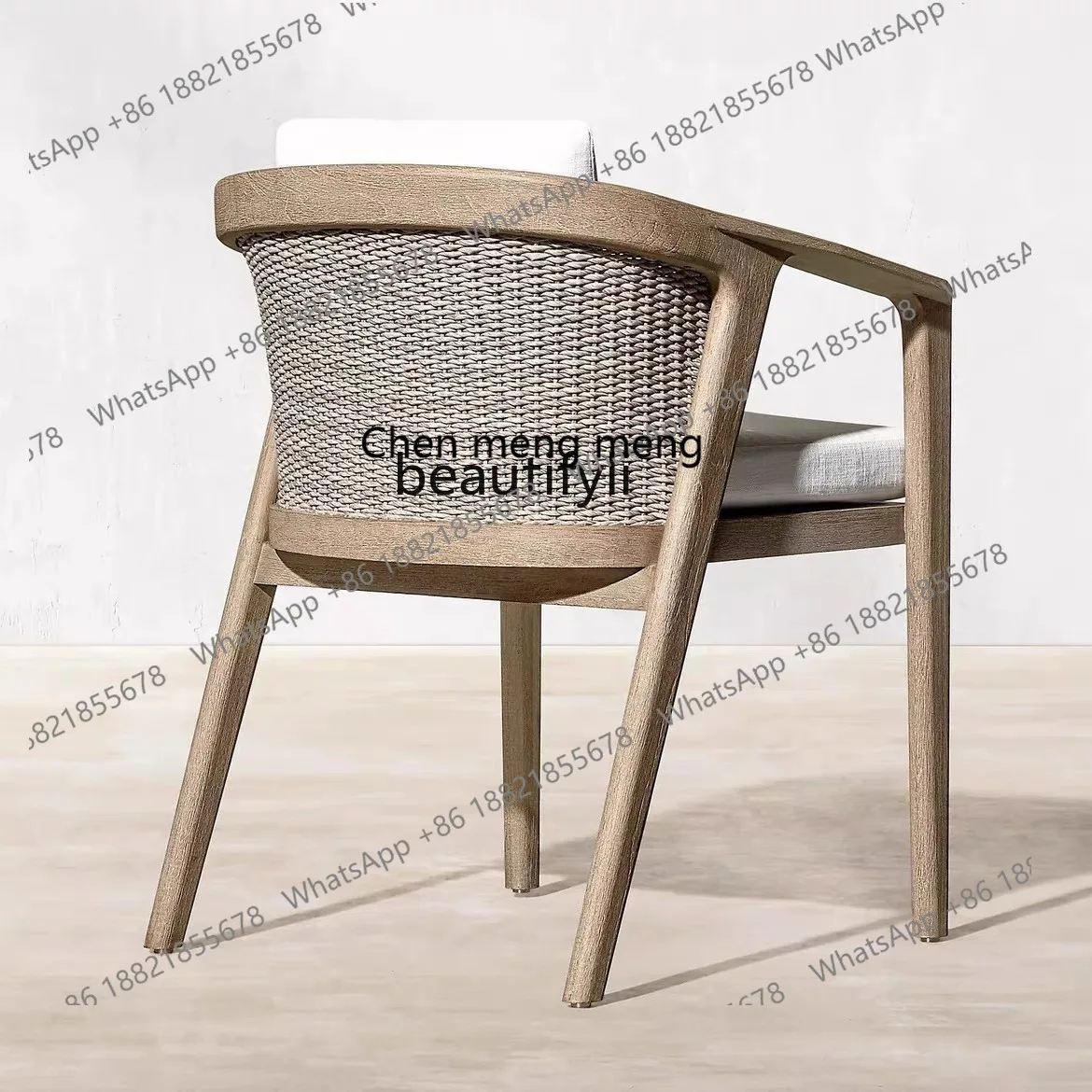 New Chinese Style Solid Wood Rattan Soft Cushion Dining Chair Hotel Club Reception Seat Restaurant Chair