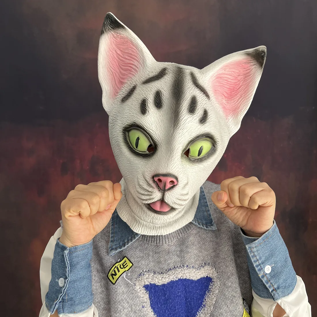 Gato para a mulher máscara animal látex rímel dia das bruxas novidades cosplay traje prop acessórios engraçado rosto cheio sexy meninas disfarce