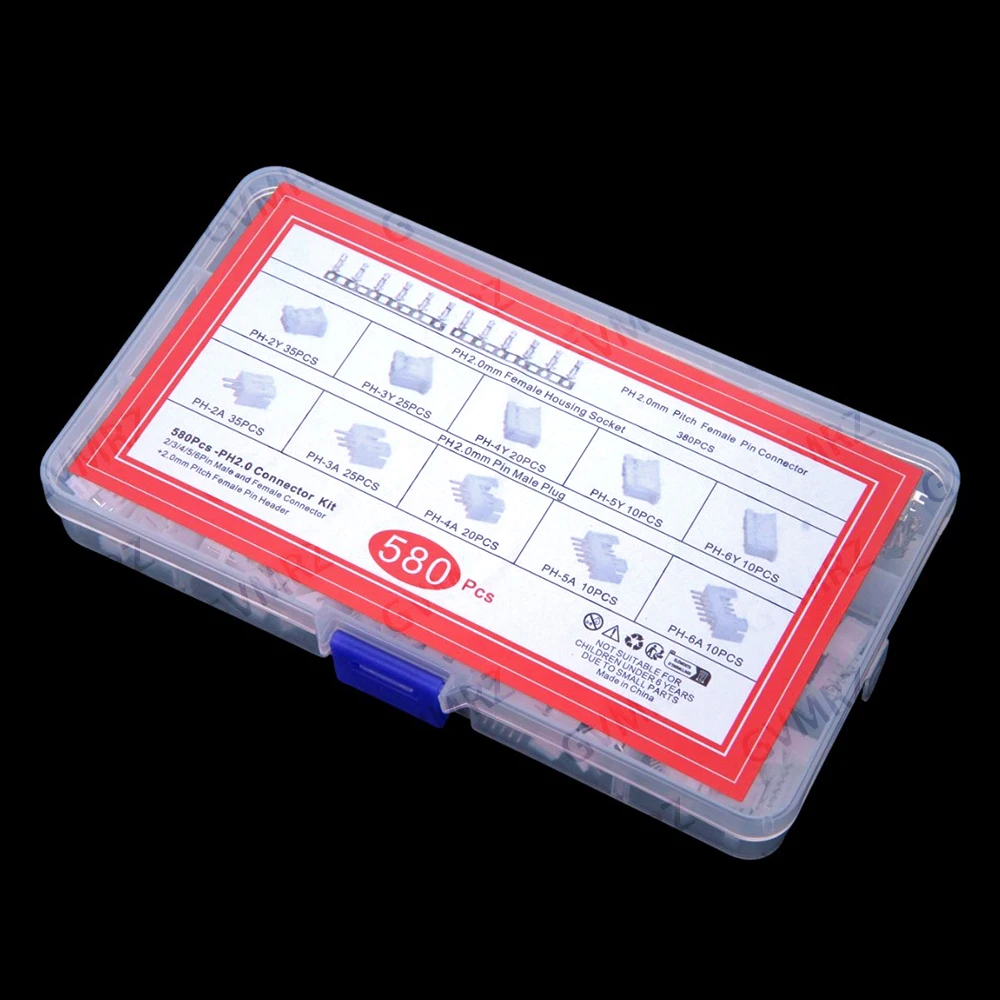 580PCS 2P-6P PH2.0mm pitch 2P 3P straight pin base housing terminal JST connector terminal 4P 5P 6P