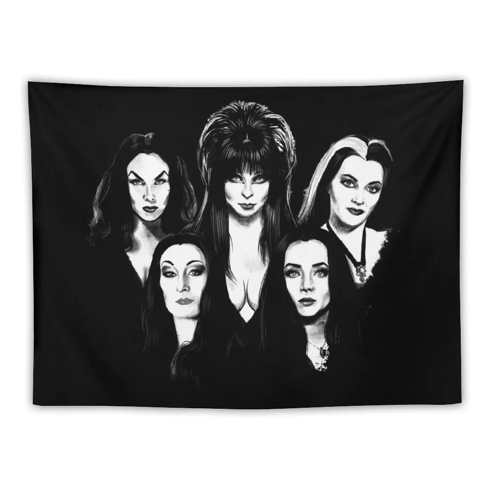 Goth Queens - Elvira, Vampira, Lily, Morticia Tapestry Decoration For Rooms Bedroom Decor Wall Deco Tapestry