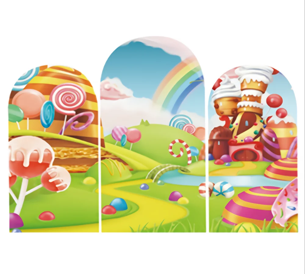 

Sensfun Arch Backdrop Cover Candy Land Birthday Party Decor Candy Dessert Table Cover Banne