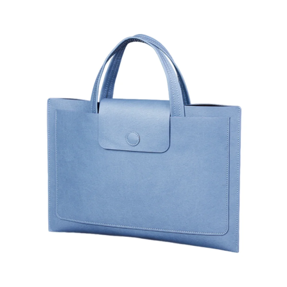 

Large Capacity A4 Leather Document Bag Magnetic Button Simple Waterproof Laptop Cases Anti-Scratch Elegant File Storage Bag