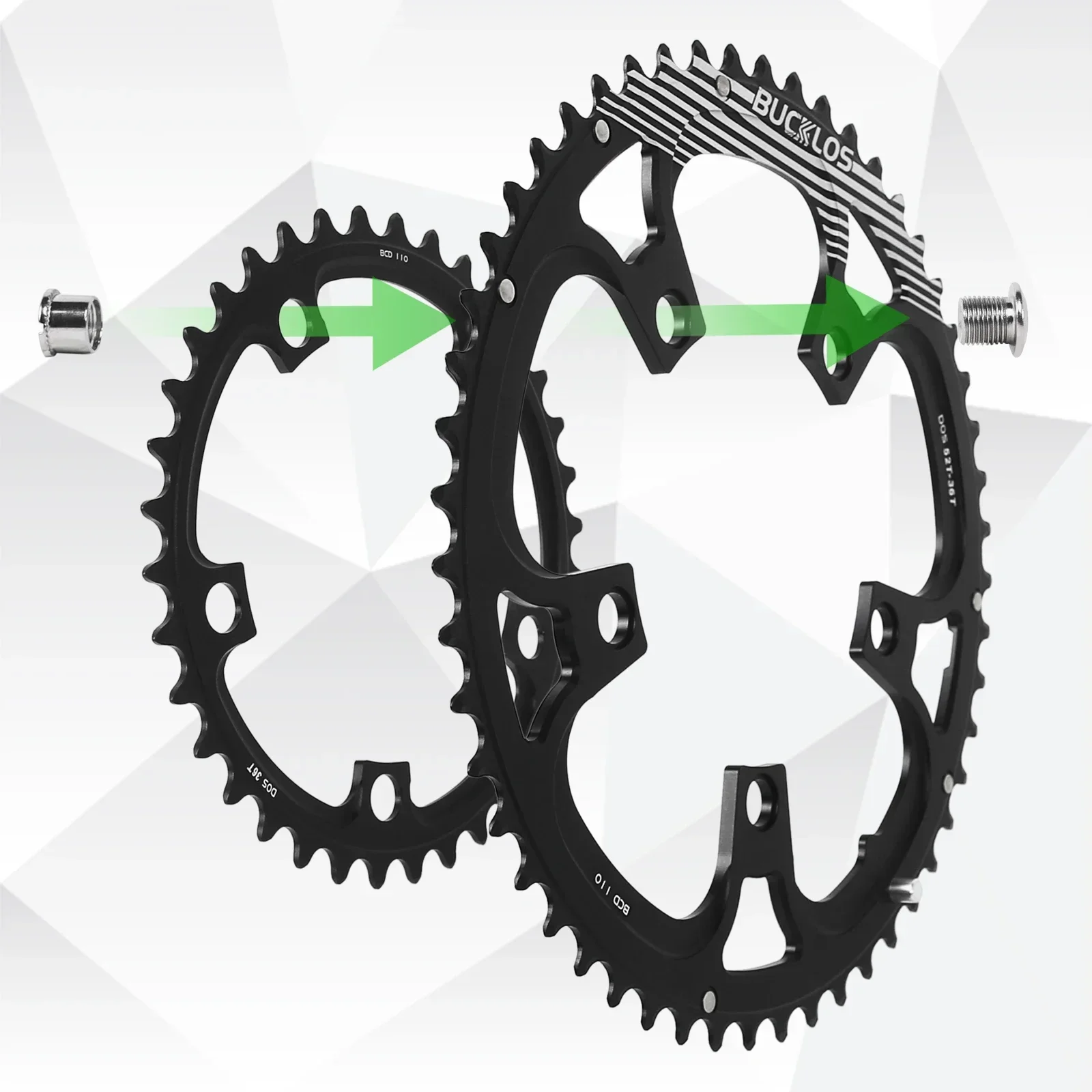 BUCKLOS Road Bike Chainring 110 BCD Chainring 4Hole 5Hole 34/36/39/50/52/53T Chainwheel Double Speed Road Bicycle Crown