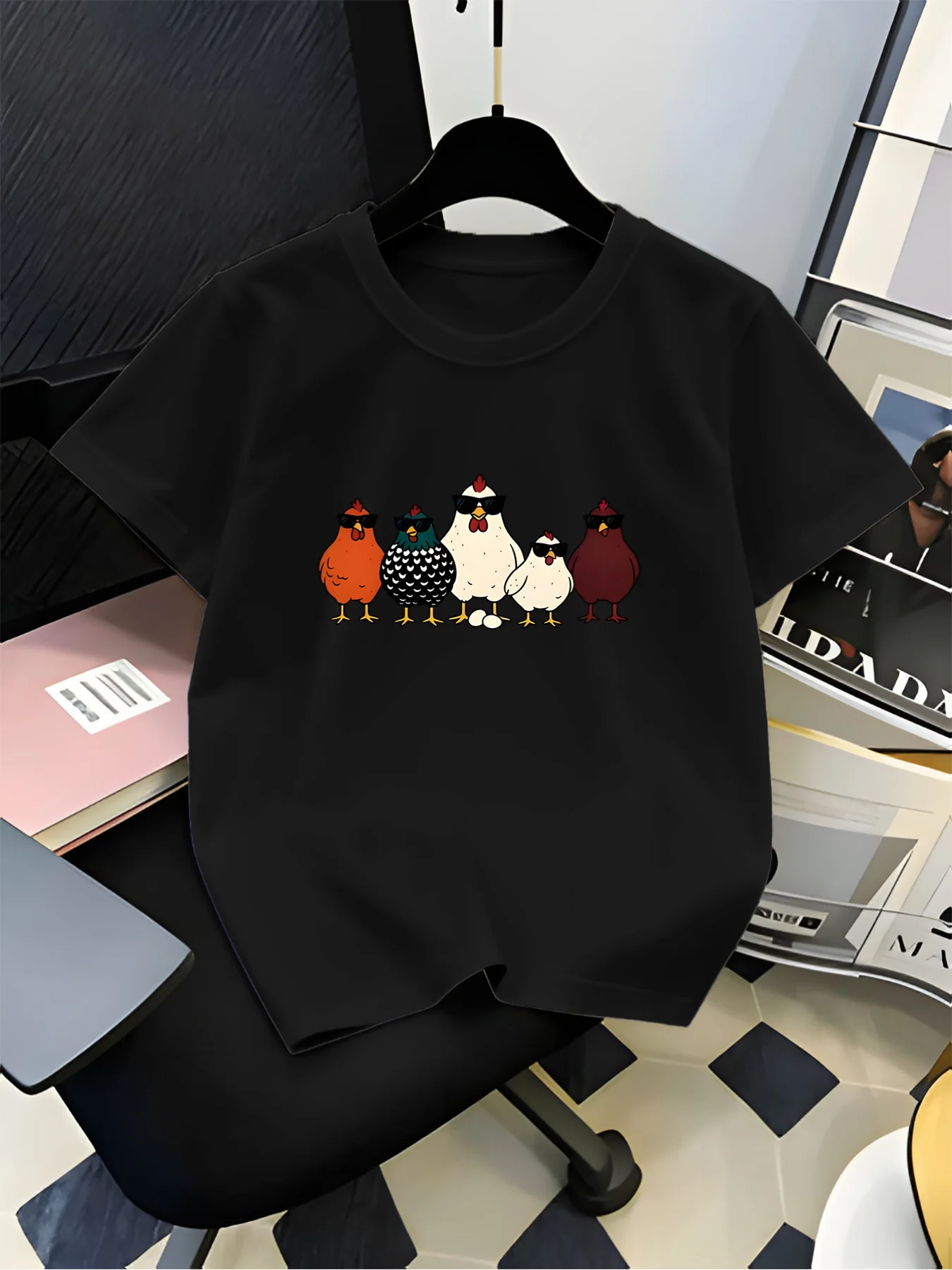 Cool Chicken Family Graphic Kids T Shirt Boys Girls Cartoon Animal Short Sleeve Tee Family Matching Children Daily Outfit Top