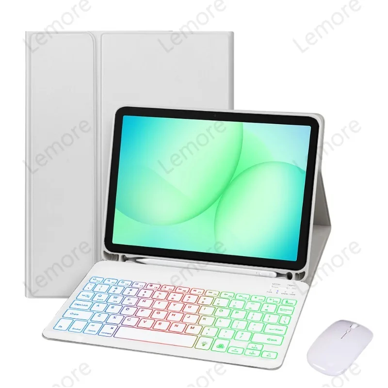 

Клавиатура с подсветкой Rainbow для Samsung Galaxy Tab A11+ A11 Plus 11 дюймов SM-X230 SM-X236, чехол-клавиатура с отсеком для стилуса и подставкой