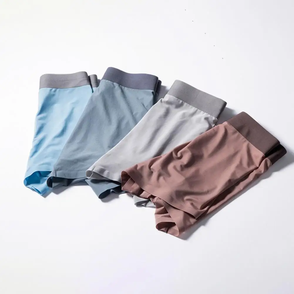 حجم كبير 3XL ملابس داخلية للرجال الرجال سراويل مريحة للتنفس مثير سراويل بوكسر بلون الحرير الجليد سلس سراويل