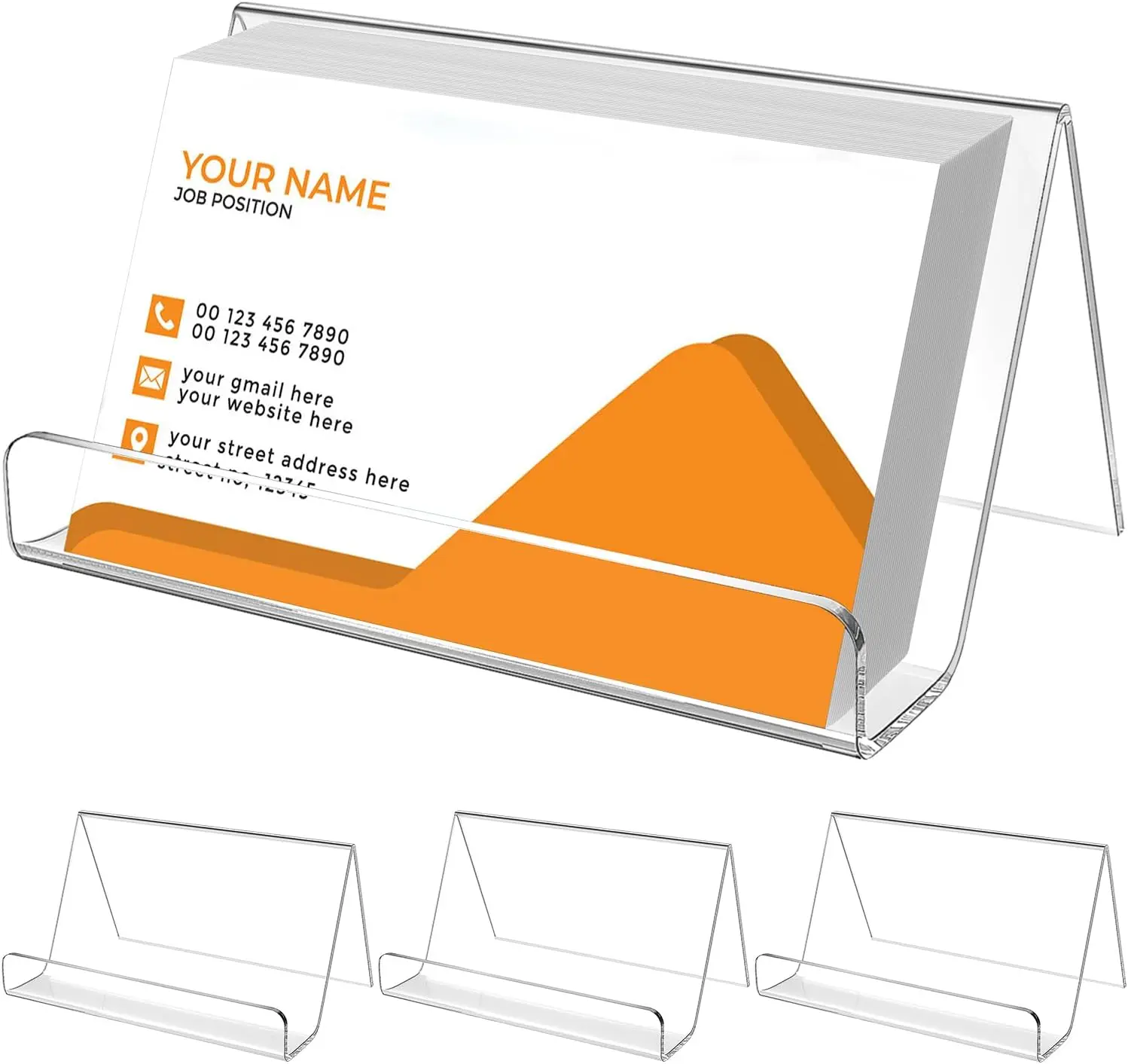 

Clear Acrylic Business Card Holder for Desk, 3-Pack, Holds 50 Cards, Premium Display Stand for Office, Exhibition, Home